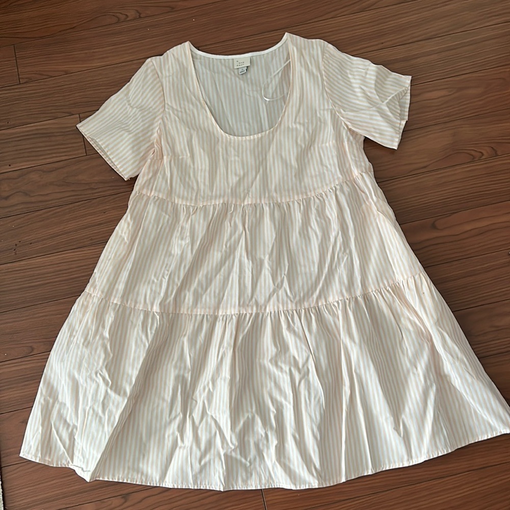 Never Worn Before white & orange striped dress